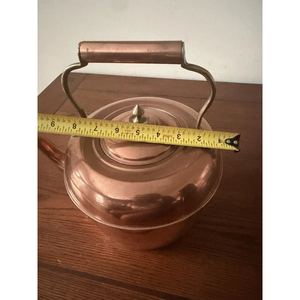Antique Copper & Brass Large Coffee Tea Pot Kettle Brewing Teapot